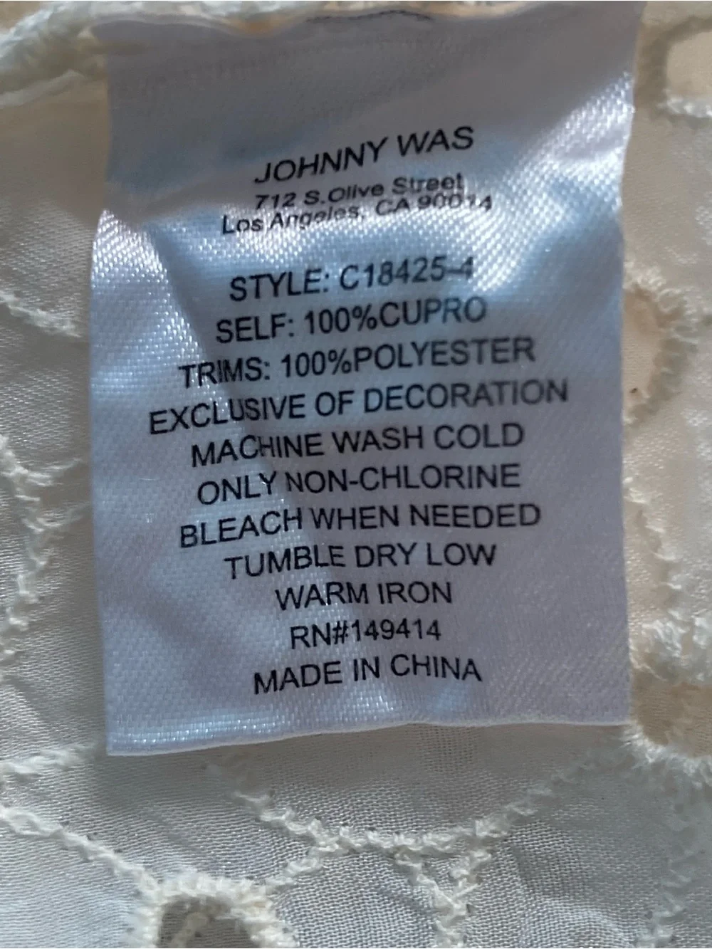 Johnny Was Cream Floral Top - Picture 6 of 9
